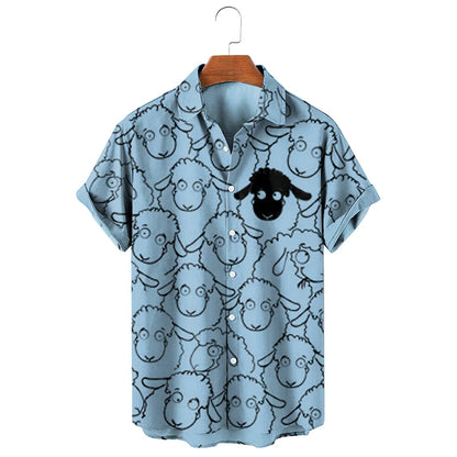 Summer Men's Hawaiian Short Sleeve Printed Shirts Loose Fitting Oversized Social Cartoon Pictures Floral Casual Fashion Clothing