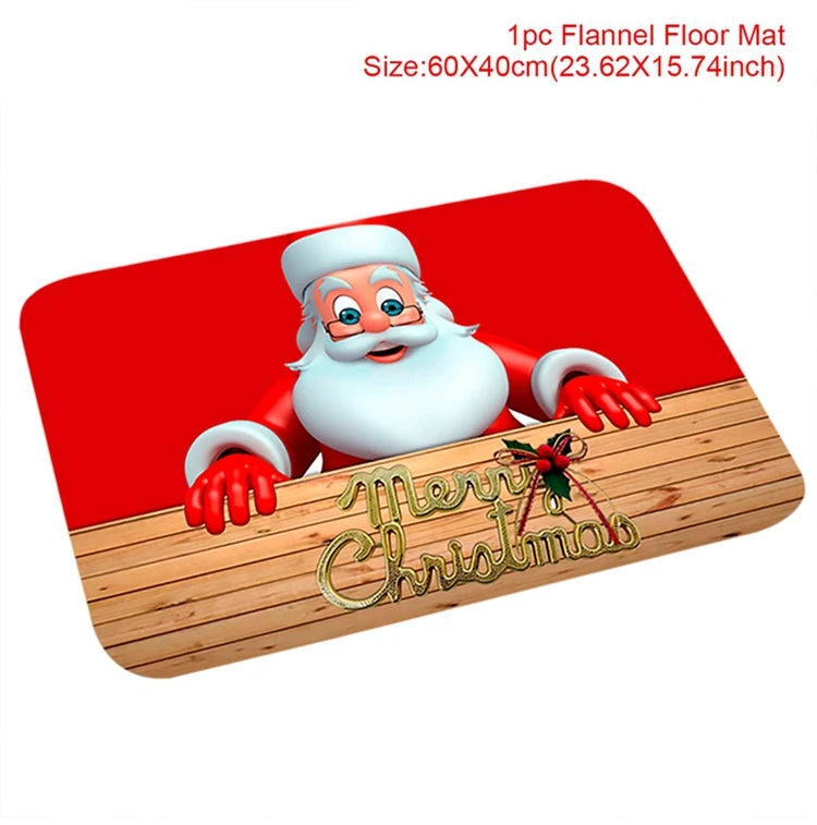 Christmas Door Mat - Santa Claus Outdoor Holiday Carpet | Non Slip Rug, Festive Welcome Mat