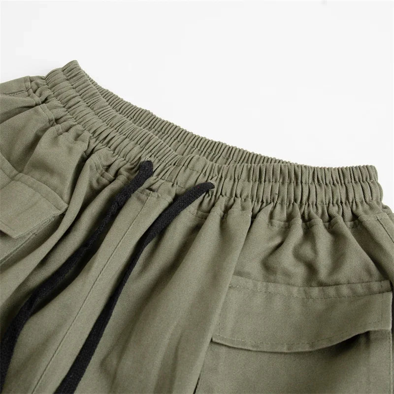 High Quality 2025 Cotton High Street Cargo Pants for Women Men with Ribbon High Waist Wide Leg Hip-hop Cool Dances Pants Ladies