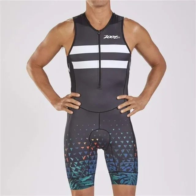 Men Cycling Jersey – Sleeveless Triathlon Cycling Wear with Breathable Shock Proof Pad