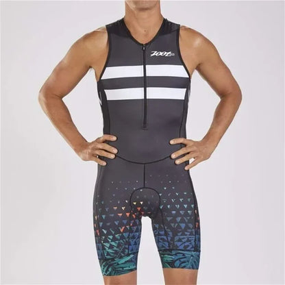 Men Cycling Jersey – Sleeveless Triathlon Cycling Wear with Breathable Shock Proof Pad