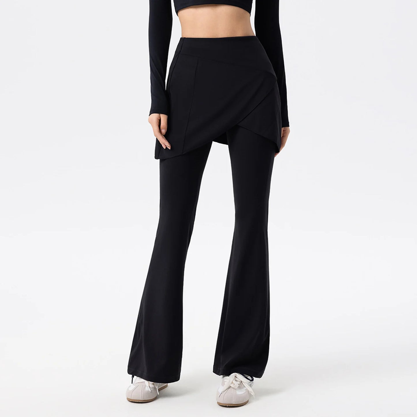 High Waist Flared Yoga Pants Women's Butt Lifting Fake Two Piece Leggings Workout Skirt Pilates Fitness Running Workout Pants