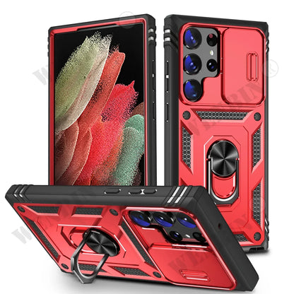 Case For Samsung S26 S25 S24 S23 Ultra Plus S25 FE A56 A36 Heavy Duty with Camera 360 Degree Rotate Kickstand Shockproof Cover