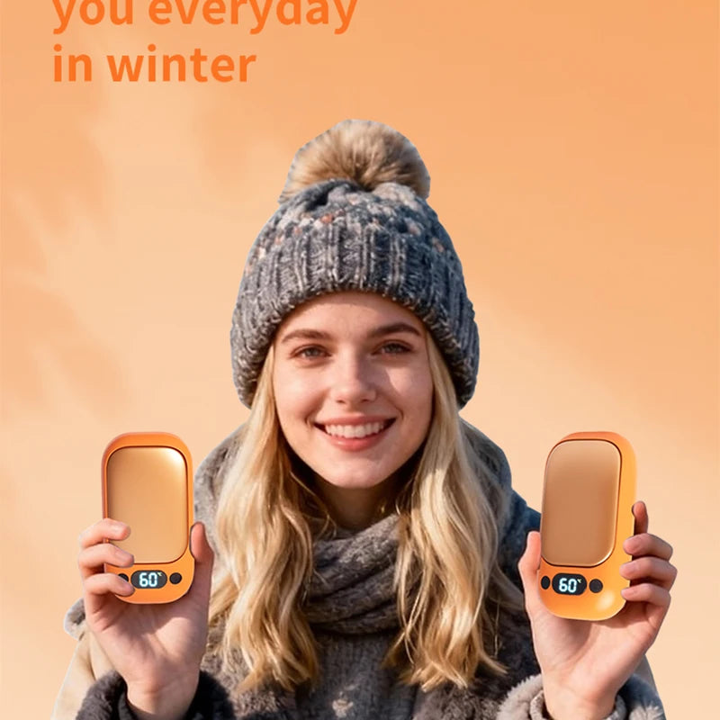 Magnetic Hand Warmer Rechargeable - 4 Colors (Orange/Pink/White/Black) Fast Heating 2-in-1 Pocket Heater for Winter Outdoor