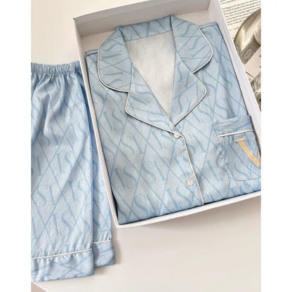 New Women's High-End Fresh Ins Style Pajamas, Women's Short-Sleeve and Shorts, Summer Thin French-Style Home Wear Summer Set