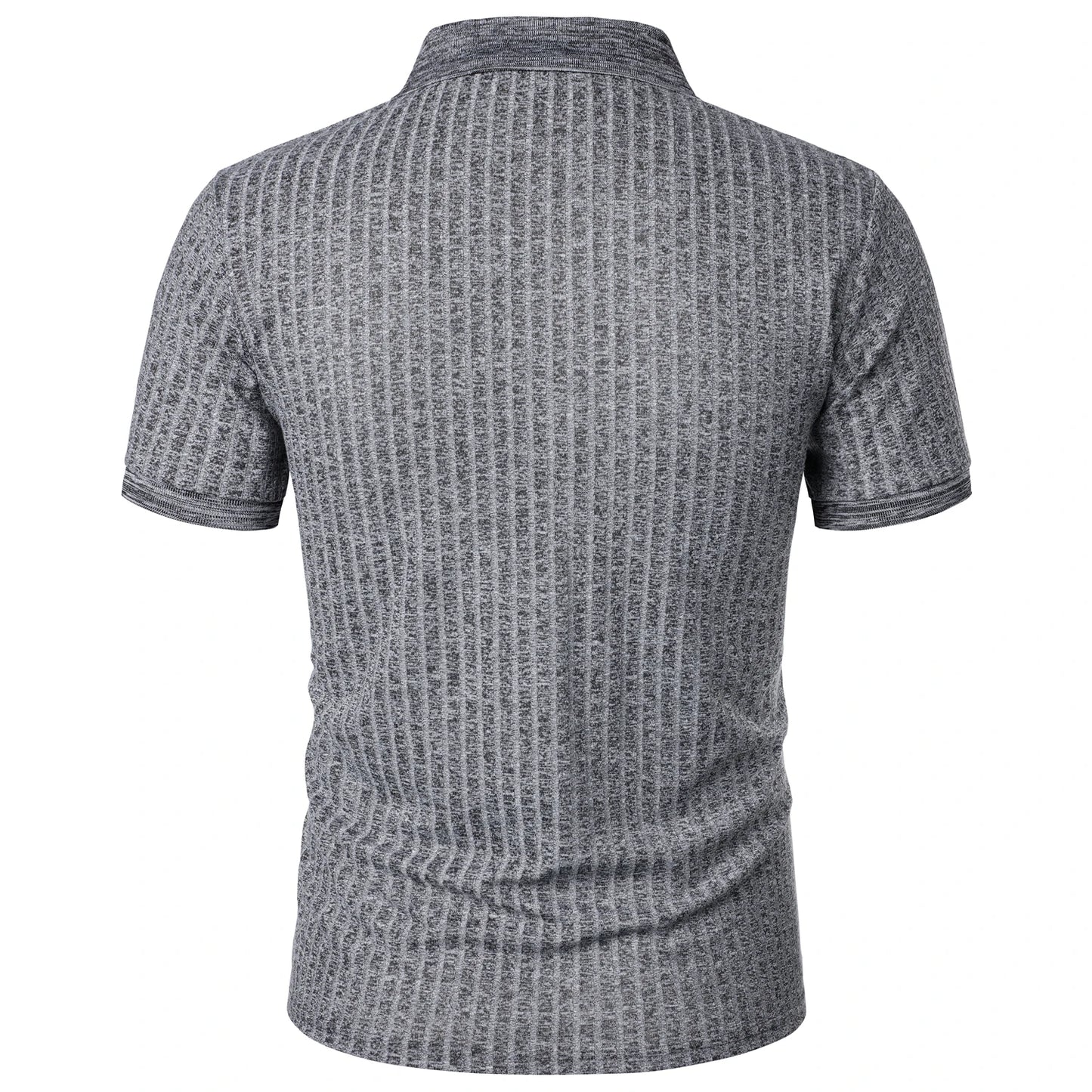 Men's running sports fitness wear summer high stretch vertical short-sleeved POLO shirt slim knit base shirt