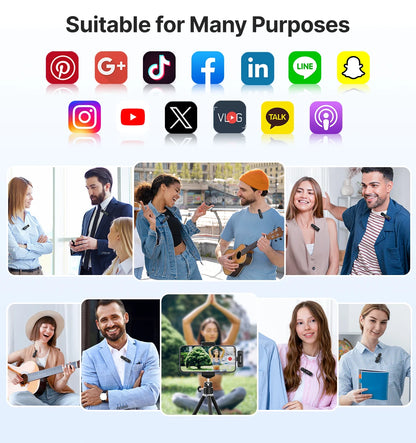 BOYA BY-V3 Wireless Lavalier Lapel Mirophone Noise-cancelling Rechargeable Mic for iPhone Android Camera Live Streaming Vlogging