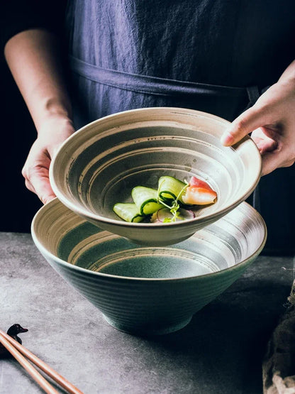 Japanese Ramen Bowl Set - Large Ceramic Tableware for Beef Noodle Soup