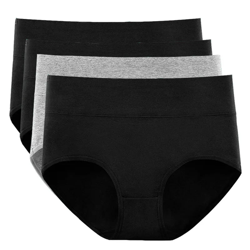 New 4Pcs/Lot High Waist Panties Women Underwear Plus Size Cotton Briefs Girls Shapers Abdominal Underpants Female Sexy Lingeries
