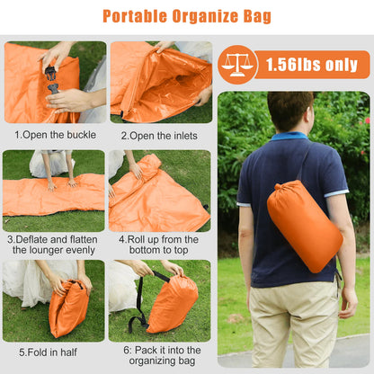 Single Person Lazy Inflatable Sofa Portable Outdoor Beach Air Sofa Bed Folding Camping Sleeping Bag for Comfortable Rest