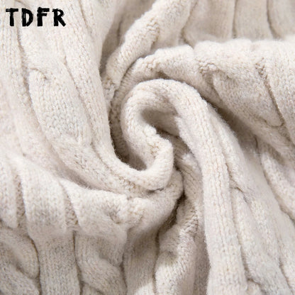 Retro Stand Collar Half Zipper Sweater Mens Solid Color Autumn Winter Casual Knitted Long Sleeve Loose Pullover Man