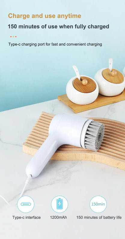 USB Electric Rotary Scrubber Cleaning Brush,With 5 Brush Head Electric cleaning brush,For ,Kitchen,Bathtub Tile Scrubber