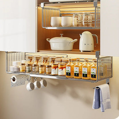 Retractable Hanging Basket - Stainless Steel Kitchen Storage Organizer With Large Capacity