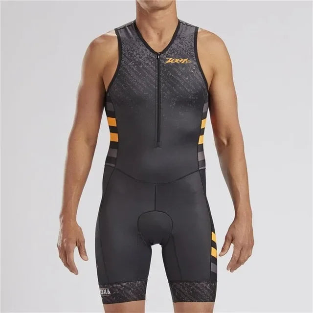 Men Cycling Jersey – Sleeveless Triathlon Cycling Wear with Breathable Shock Proof Pad