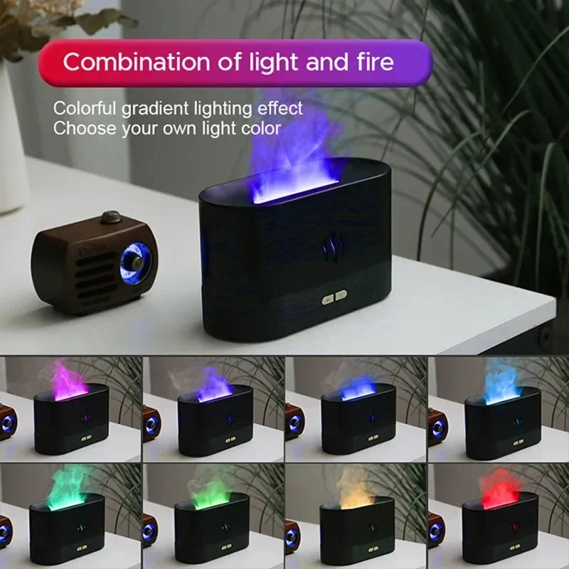 LED Ultrasonic Humidifier with Colorful Flame and Essential Oil Diffuser - ZOOMNSTORE