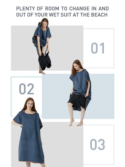 Surf Poncho Towel Poncho Quick-Dry Towel Hoodie Microfiber Beach Robe Changing Poncho Swim Towel Beach Poncho For Adults (A4)