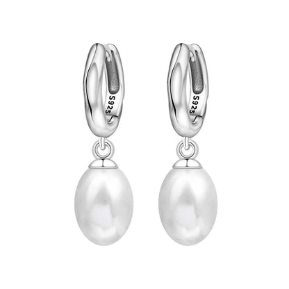 925 Sterling Silver Simple Pearl Earrings Jewelry Hoop Earrings Zircon Stud Earrings For Women Jewelry Fine Birthday Party Gifts