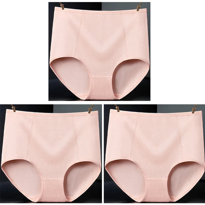 3pcs Pure Cotton Brief Female Solid Panties Girls High Waist Comfort Underpants Lady Plus Size Underwear Women Ventilate Pantys
