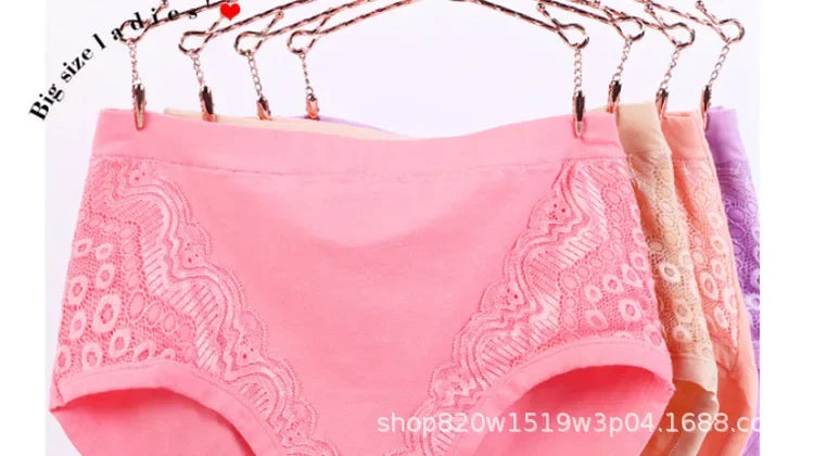 Plus Size Women's Lace Cotton Briefs 5XL 6XL Sexy Comfortable Panties for Full Figure Mature Ladies Soft Breathable Underwear