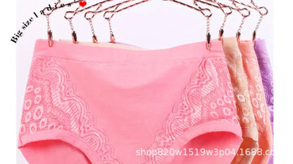 Plus Size Women's Lace Cotton Briefs 5XL 6XL Sexy Comfortable Panties for Full Figure Mature Ladies Soft Breathable Underwear