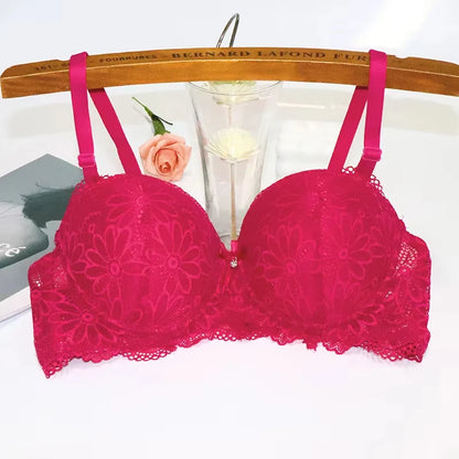 Lace Bra for Women Big Cup 1/2 Sexy Floral Underwire Underwear Ladies Push Up Thin Bra Half Cup 36-42C Black Gather Brassiere