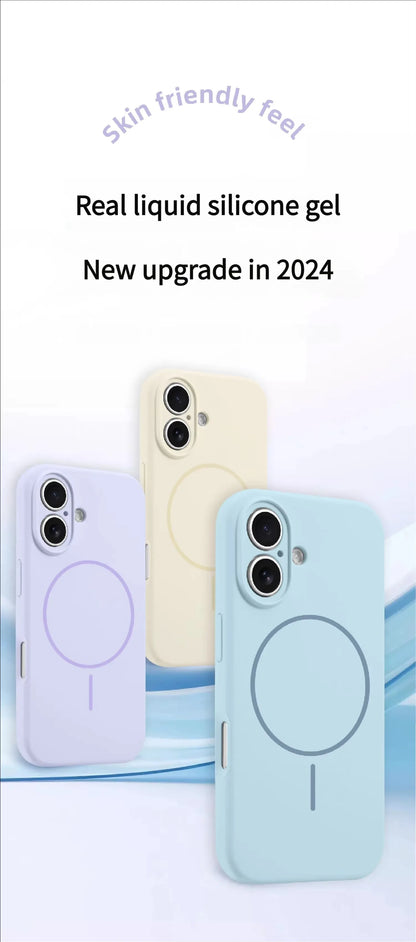 Magnetic Original Liquid Silicone Phone Case For iPhone 15 14 16 Plus 12 13 16 17 Pro Max Funda For Magsafe Protector Soft Cover