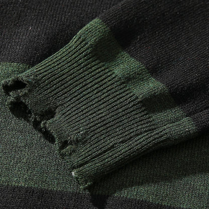 Men's New Autumn and Winter Warm Knitwear, Pullover Striped Knit Sweater