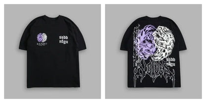 WOLVES CLUB STABILITY "PREMIUM" OVERSIZED TEE IN BLACK Summer Men's and Women's T-shirt Fashion Loose Printed Tops