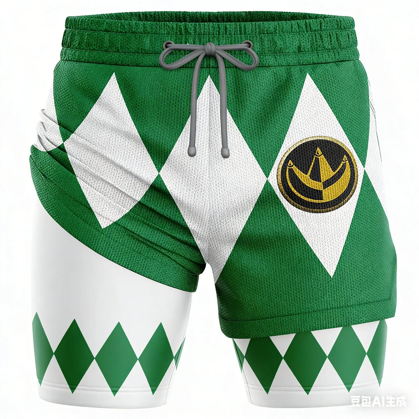 Bandai Periphery Power Rangers Men's Double Layer 2-In-1 Performance Gym Shorts Summer Quick-Dry Comfy Lightweight Beach Shorts
