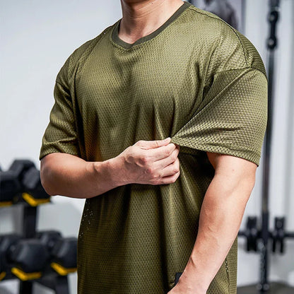 Men Gym Muscle Shirt - Quick Dry Workout Tee, Loose Fit Running & Training Top