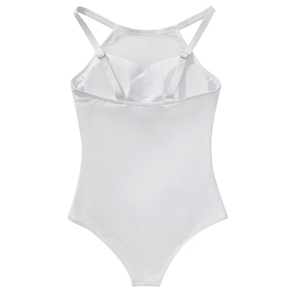 XL Size One Piece Swimsuit Women Mesh Hollow Out Swimwear For Women Solid Padded Push Up Plus Size Summer Bathing Suits Female