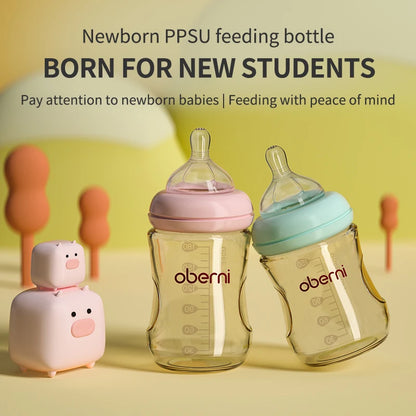 Oberni 150ml+180ml PPSU Imitated Breast Baby Milk Bottle set Anti bloating 0-6 Newborn Baby Bottle With Resistant to Falling