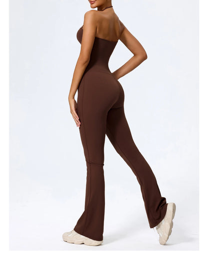Women Yoga Jumpsuit - Sleeveless Quick Dry Workout Wear with Backless Sportswear Design