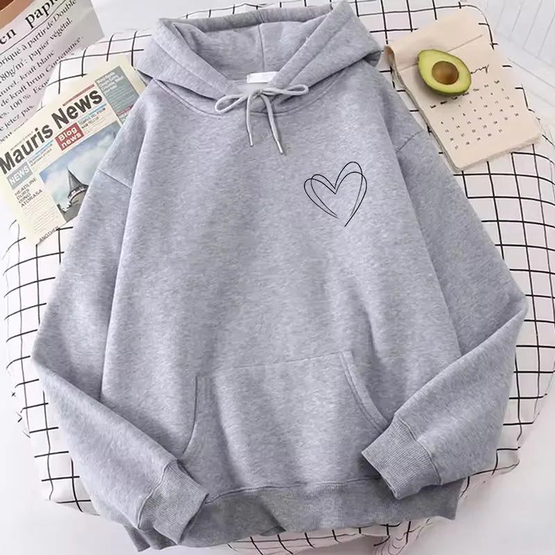 Fashion Women love heart Print Hoodies Spring Autumn Winter Casual Hoodies Sweatshirts Tops Hoodie Sweatshirt