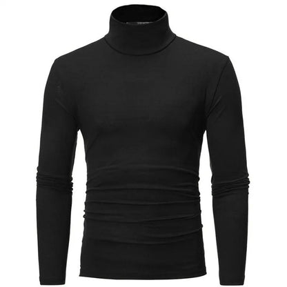 Autumn  Winter Men's High Neck T-shirt Slim Fit Fashion High Elastic Long Sleeve Casual Breathable Apparel Pullover