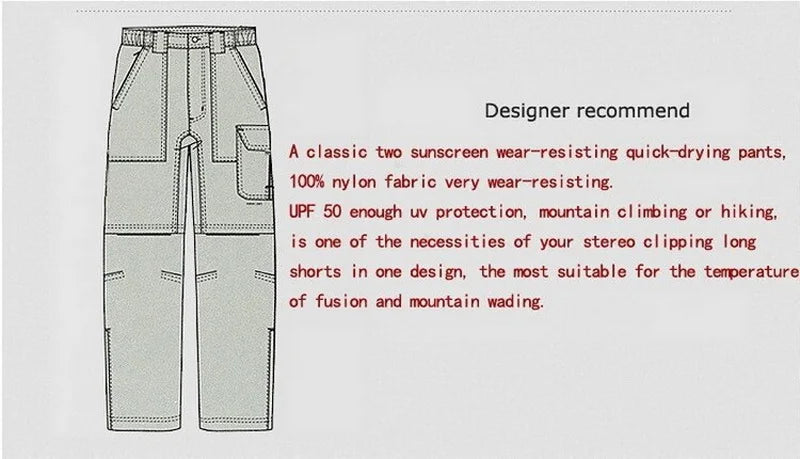 NUONEKO Women's Summer Hiking Pants Women Trekking Sport Quick Dry Thin Cargo Trousers Removable Outdoor Camping Pants Shorts