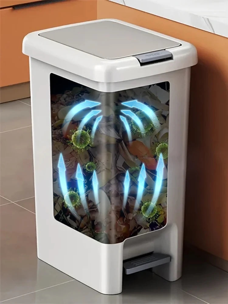 Plastic Foot Pedal Trash Can - Double Opening Bin for Bathroom Kitchen Office