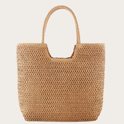 Women Straw Tote Handbag – Large Capacity Beach Bag With Zipper Closure