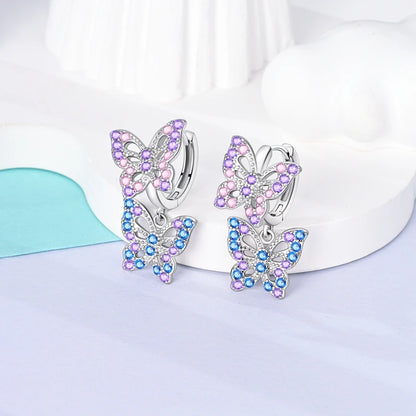 Sterling Silver Hoop Earrings – Zirconium Star Drop Style For Women’s Anniversary Jewelry Gift