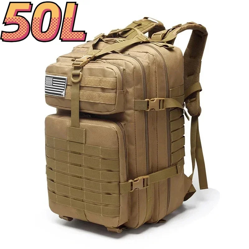 Waterproof Tactical Backpack - 30L50L Nylon Rucksack for Hiking Camping Fishing and Hunting