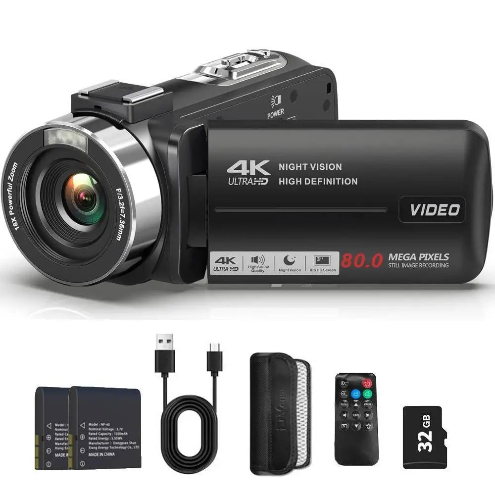 4K Video Camera Ultra HD Digital Camcorder | 80MP Photo Camera With Night Vision