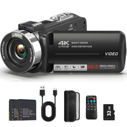 4K Video Camera Ultra HD Digital Camcorder | 80MP Photo Camera With Night Vision