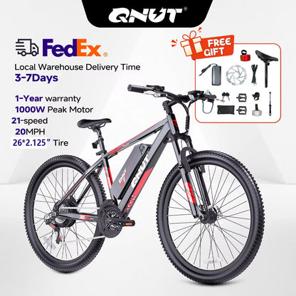 QNUT Victor3.0 Mountain Electric Bicycle 1000W 36V 10.4AH Electric Bike 26' Tire All-Terrain Ebike Urban Off-Road Commuter Adult E-Bike