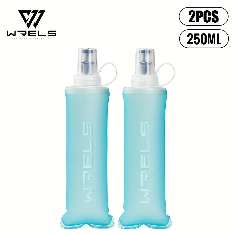 WRELS Soft Water Bottle Collapsible Soft Flask TPU Running Water Bottle Foldable Water Bag BPA-Free Sports Soft Water Flask