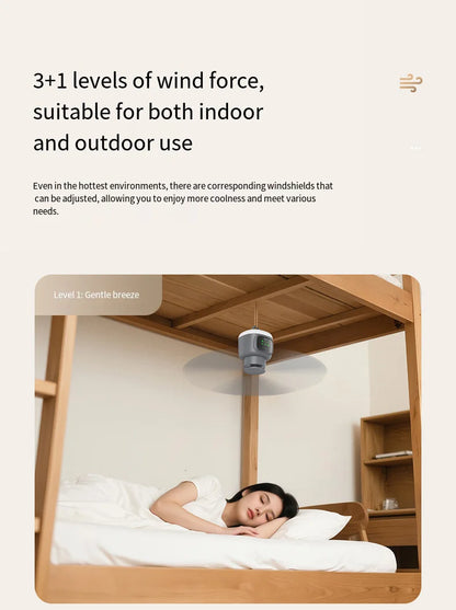HOMEFISH 12000mAh Camping Ceiling Fan Portable Outdoor Tent Air Circulator Cooling Fan with High Capacity
