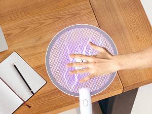 2 in 1 Mosquito swatter Electric Fly Bug Killer Lamp Zapper with 1200mAh Battery USB charge with Safety Mesh for Indoor,Outdoor