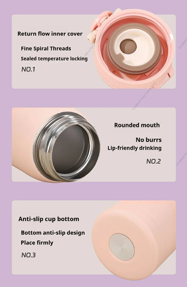 200ML/350ML Mini Thermos Cup Small Capacity Vacuum Flask Stainless Steel Pocket Cup Coffee Mug Kids Insulated Hot Water Bottle