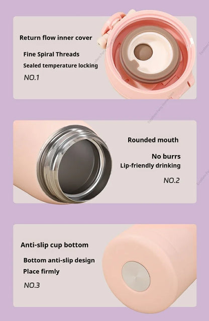 200ML/350ML Mini Thermos Cup Small Capacity Vacuum Flask Stainless Steel Pocket Cup Coffee Mug Kids Insulated Hot Water Bottle
