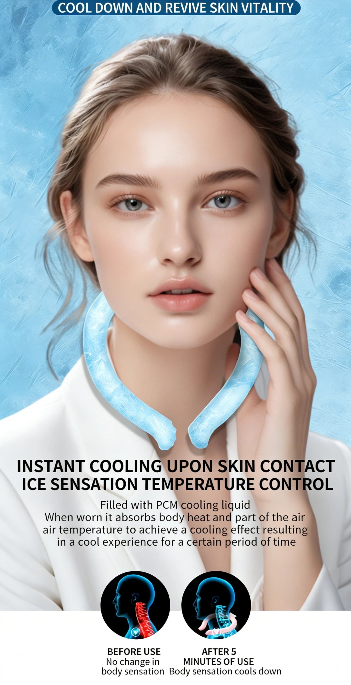 Ice Pack Wrap Neck Cooling Tube Reusable Wearable Gel for Hot Weather Comfortable Ice Ring Neck Cooler Summer Cooling Products