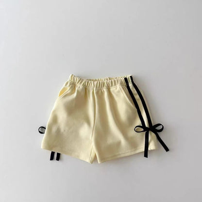Summer Baby Girls Casual Shorts - Trendy Loose Fit with Butterfly Knot Waist